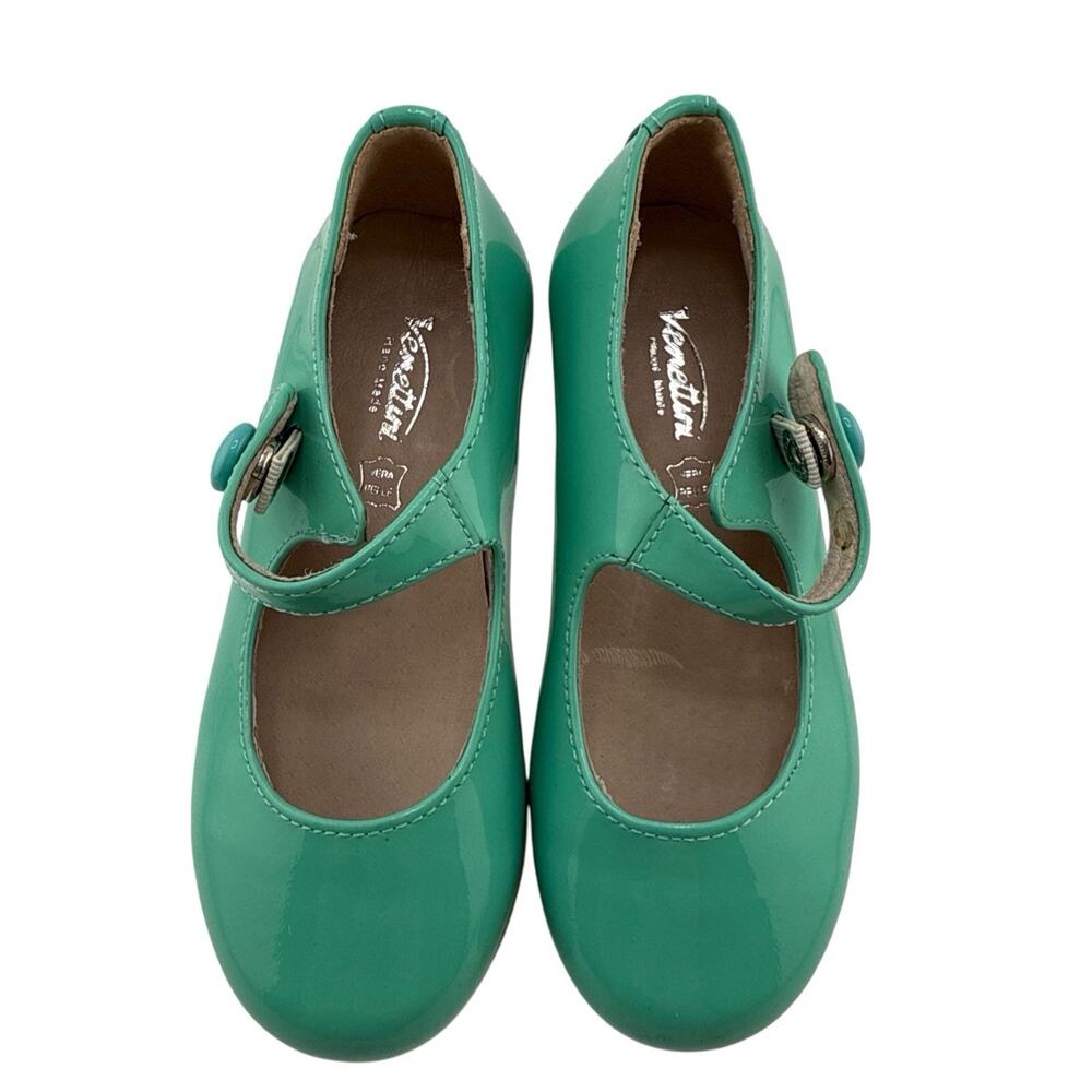 Venettini Toddler Leather Aqua Patent Leather Shoes Size 7.5 or 24 EUR NWOB - Picture 2 of 7